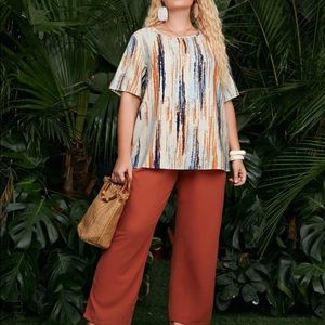 Multi Colored Top with Wide Leg Pants